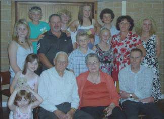 BR...Shane Martin, Dale Martin, Izabella Eastwood, Daly Barron MR...Michelle Martin, David Martin, James Barron, Lucia Eastwood, Julie Martin, Catriona Martin FR...Elise (with toy dog) Martin, Thea Martin, Ron & Margaret Martin, Chris Martin